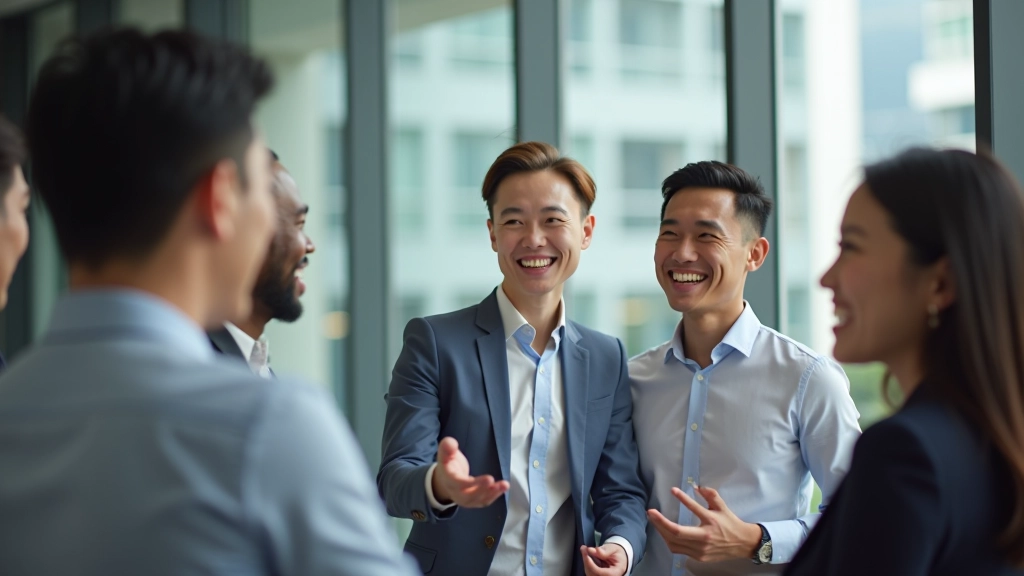 Confident professionals collaborating in a modern Singapore office