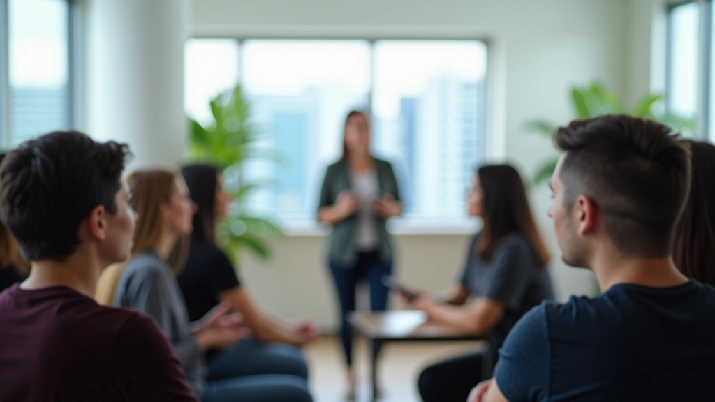 Professional workshop in session with participants practicing communication skills