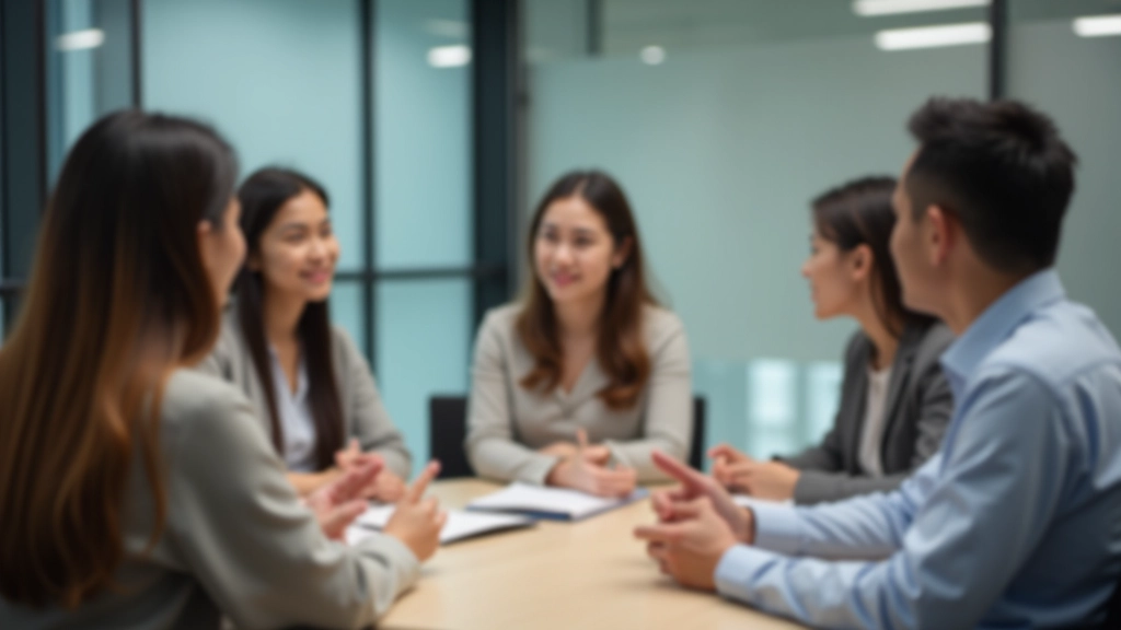 Team meeting discussion with raised hands